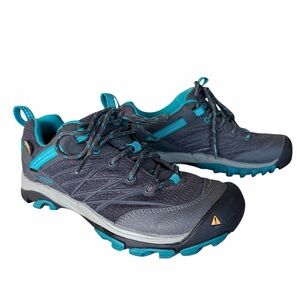 KEEN Marshall WP Hiking Shoe Sneaker Gray with Blue Size 6.5 Style 1011530